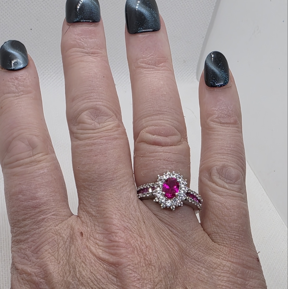 Nwot Exquisite Designer Signed Ruby And Topaz Hal… - image 8